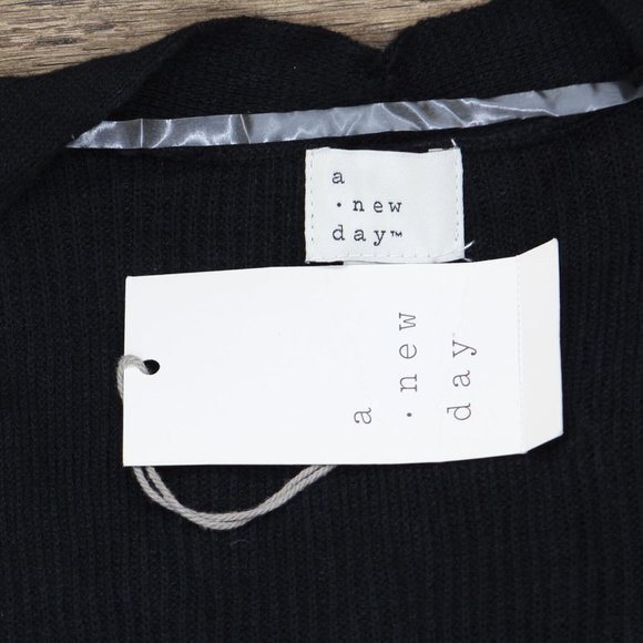 NWT A New Day Women's Long Sleeve Open Layer Cardigan 1642842d8d06b4 S Black - Picture 4 of 5